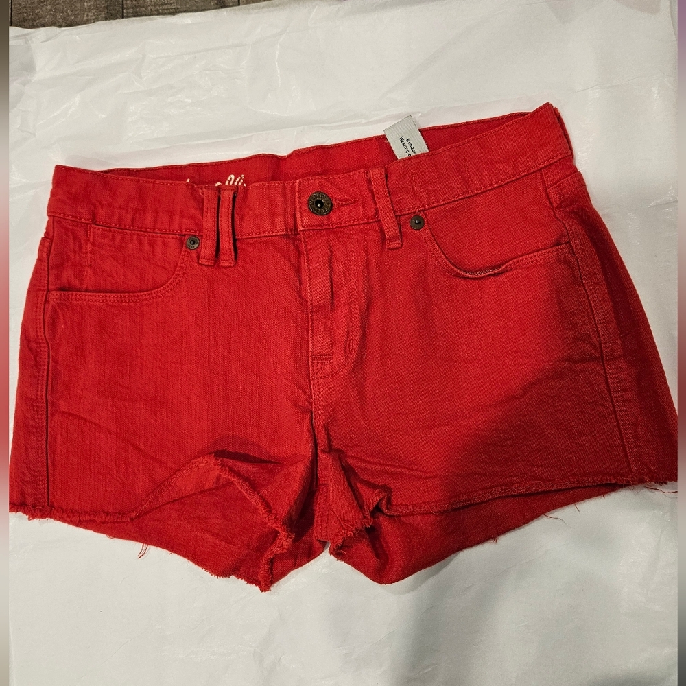 Madewell Red Denim Cutoff Shorts